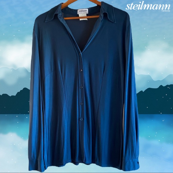 Steilmann Long Sleeve TEAL Button Down Shirt Large - Picture 2 of 9